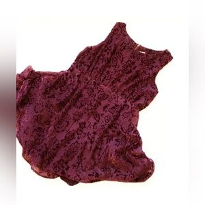 Free People Wine Burnout Velour Dress --Size 8